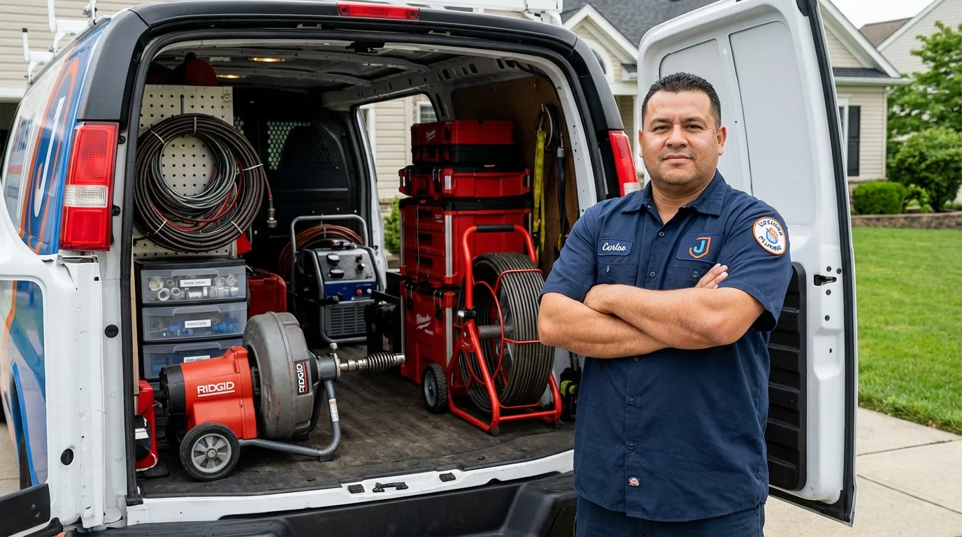 Professional drain cleaning equipment and Johns Plumbing LLC plumber in Indian Wells