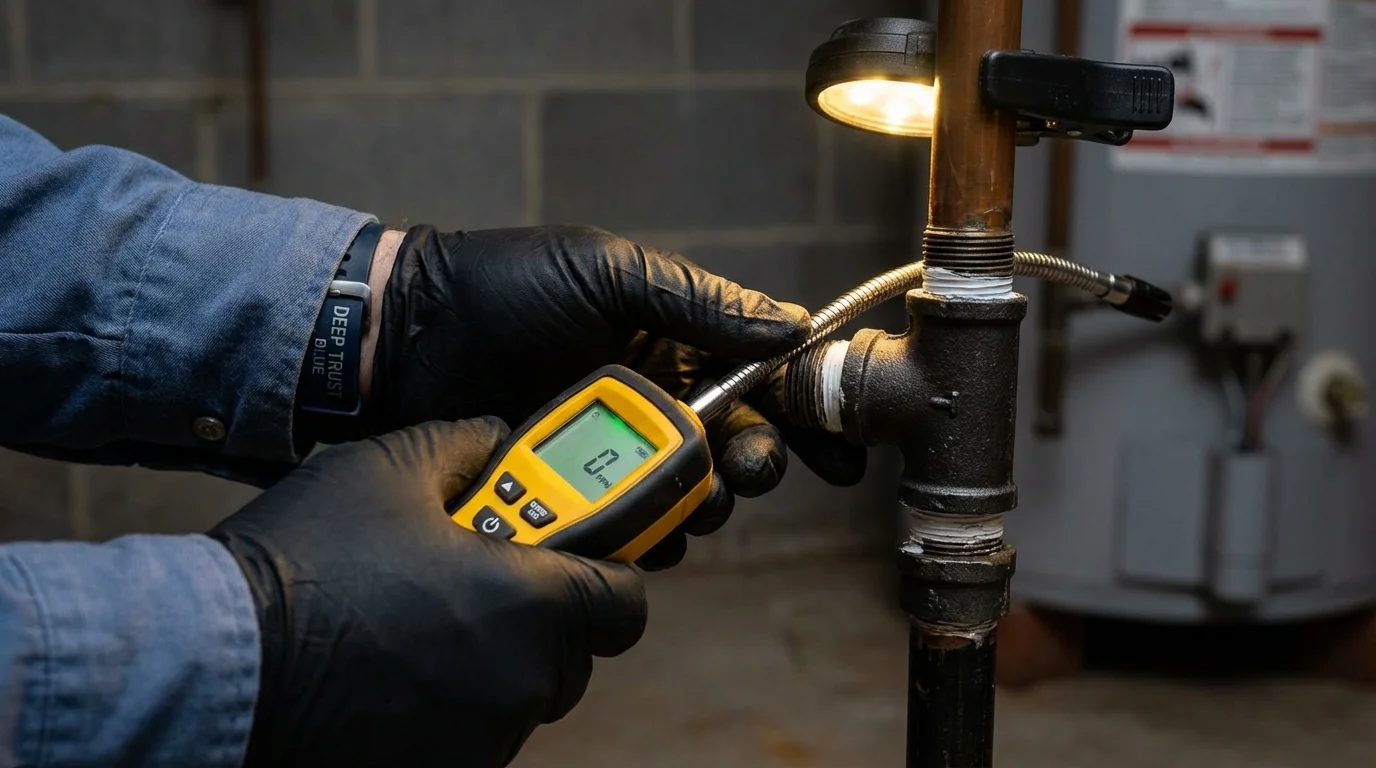 Gas leak detection with electronic sniffer by Johns Plumbing LLC in Indian Wells
